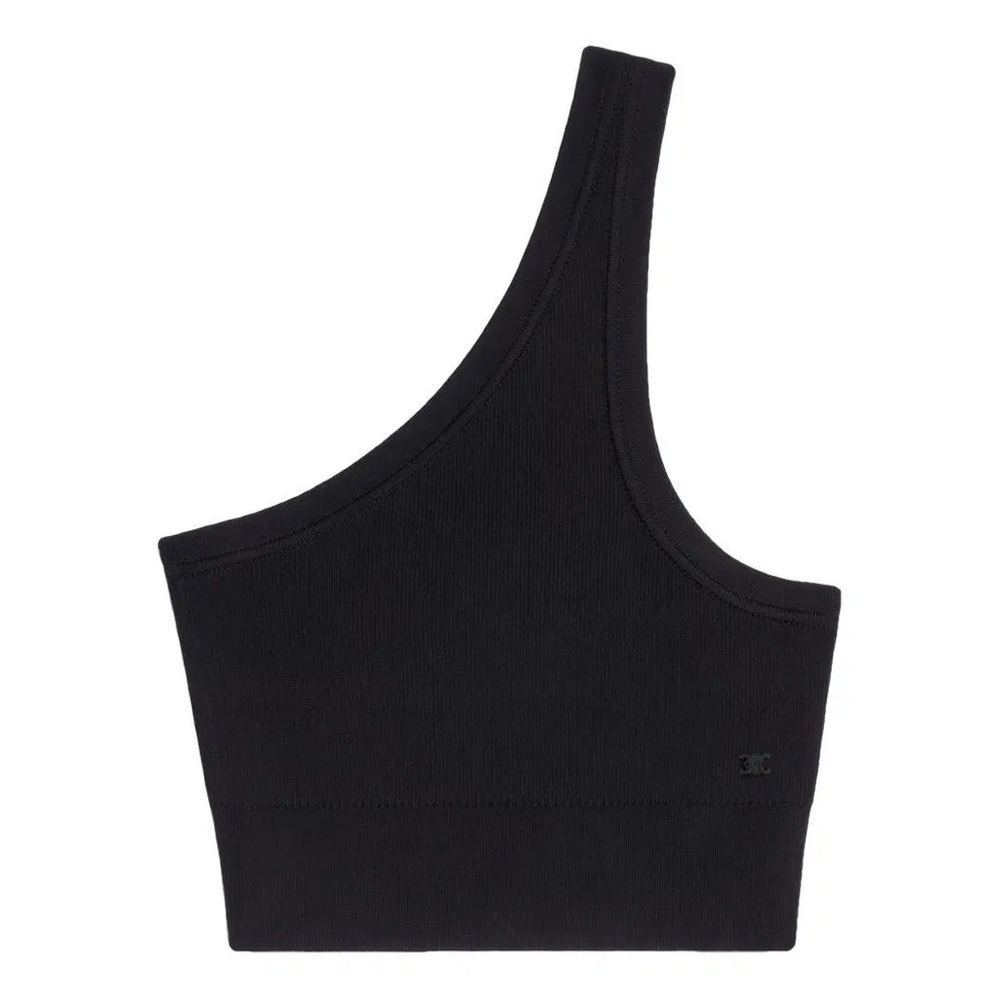 Celine Black Asymmetrical Crop Top